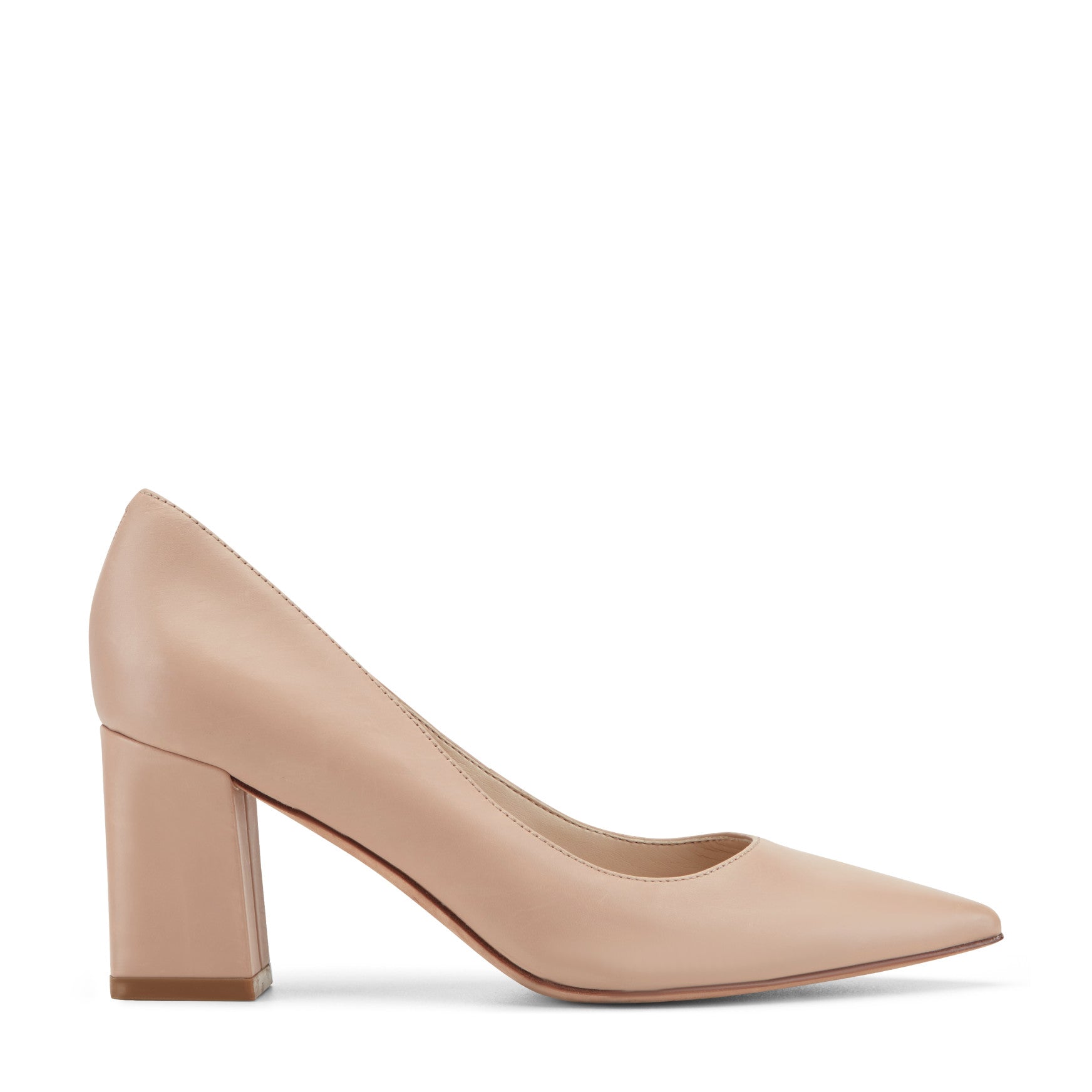 Women's Zala Block Heel Pointy Toe Pump - Light Natural Leather Women's Zala Block Heel Pointy Toe Pump - Light Natural Leather