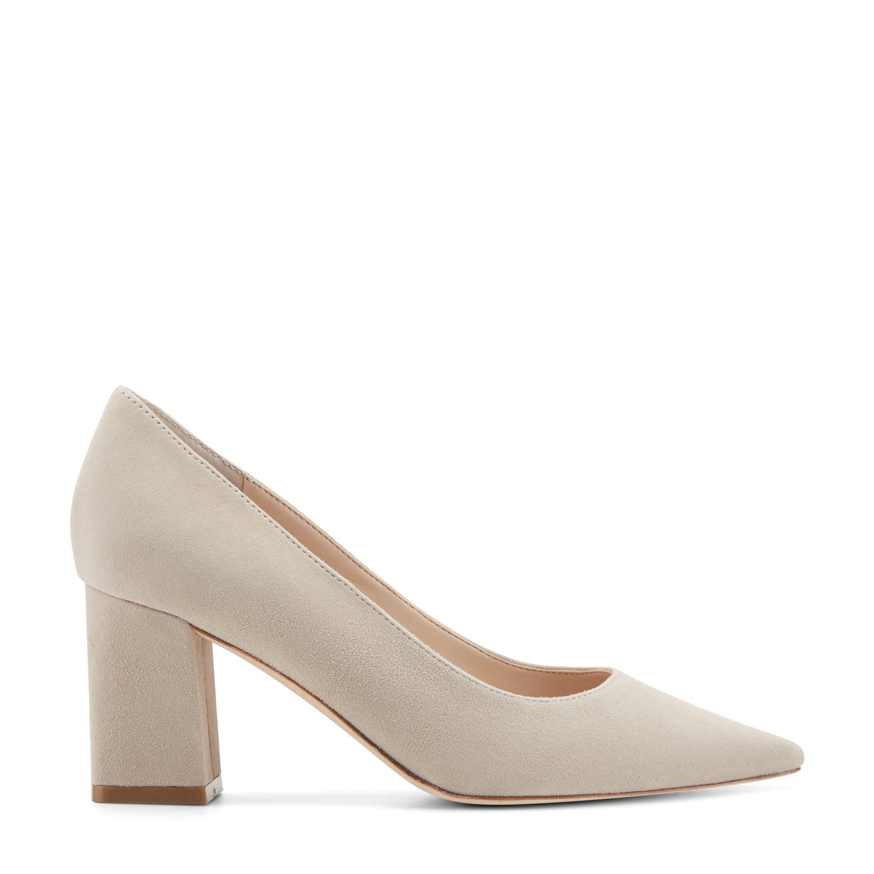Women's Zala Block Heel Pointy Toe Pump - Natural Suede | Marc