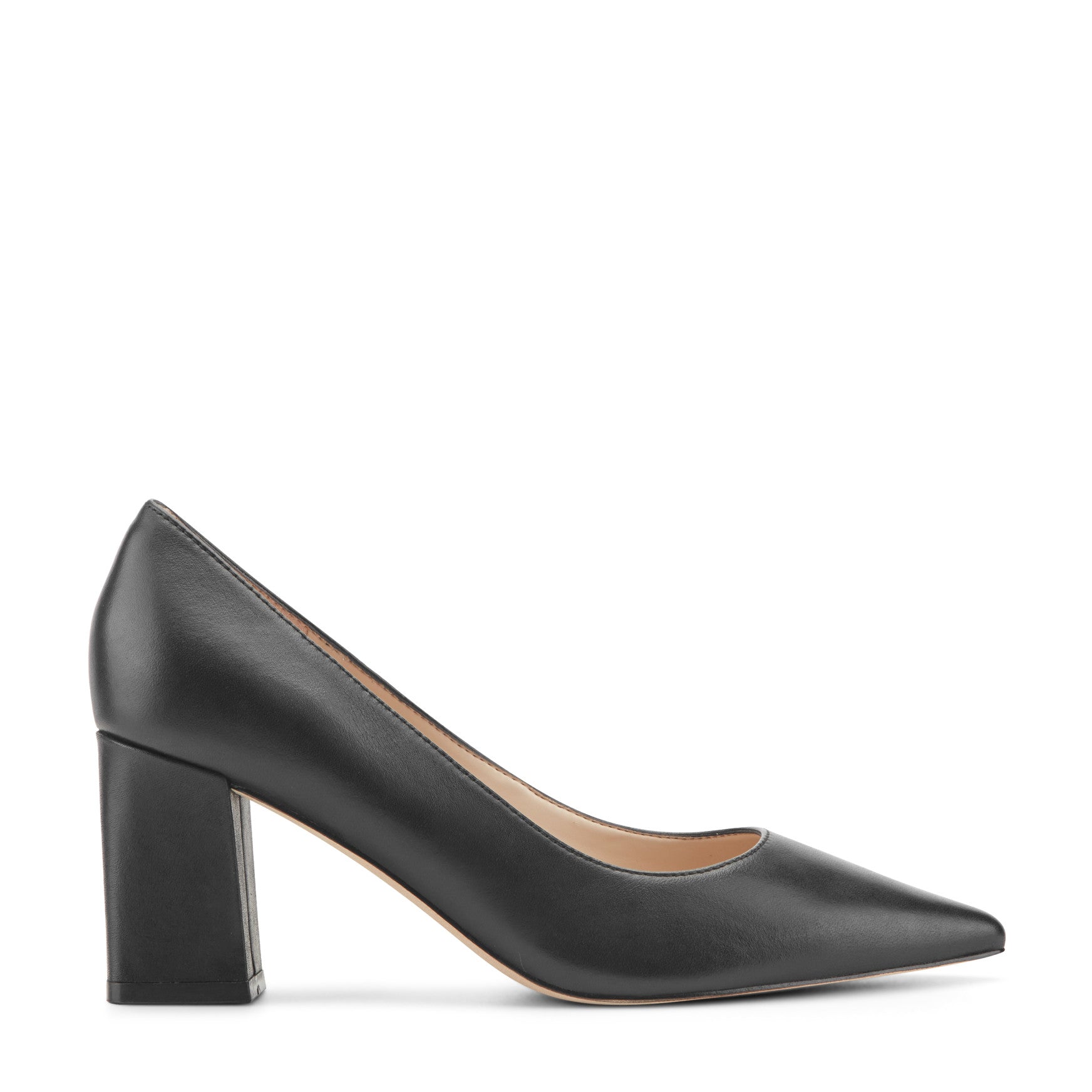 Women's Zala Block Heel Pointy Toe Pump - Black Leather | Marc
