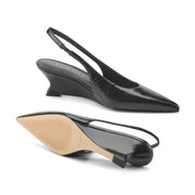 Taten Leather Wedge Slingback Pump
