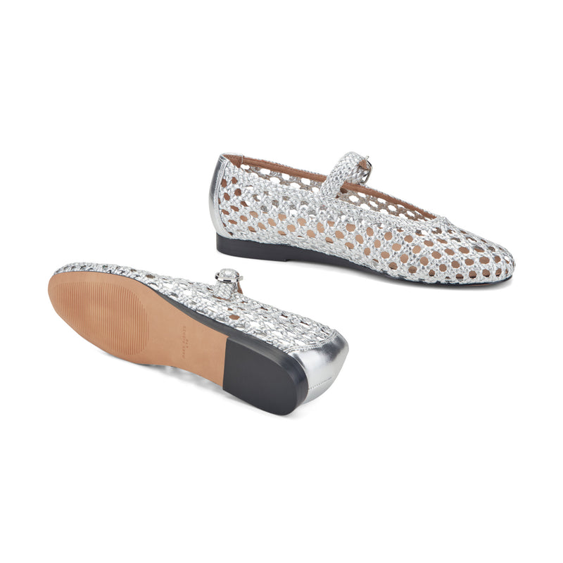 Evonna Woven Leather Mary Jane Ballet Flat