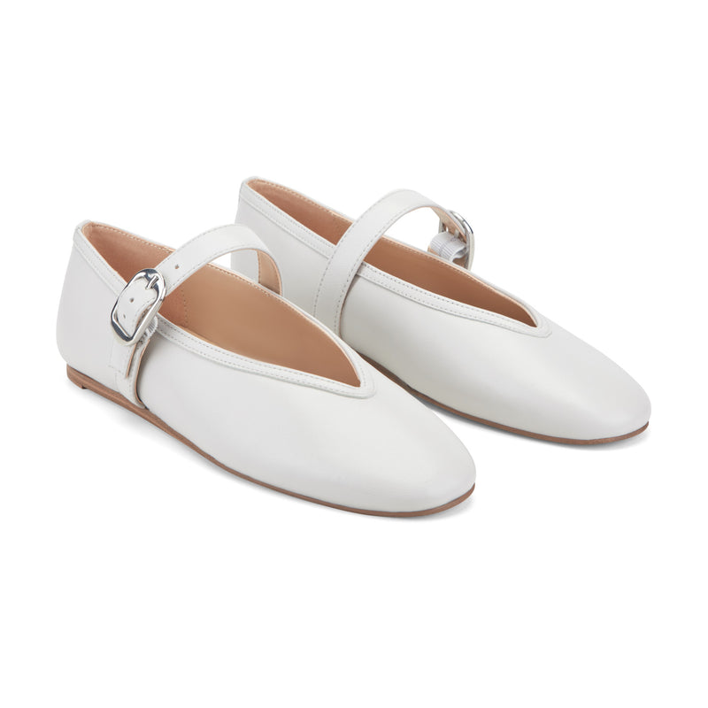 Women's Godea Mary Jane Ballet Flat - White Leather