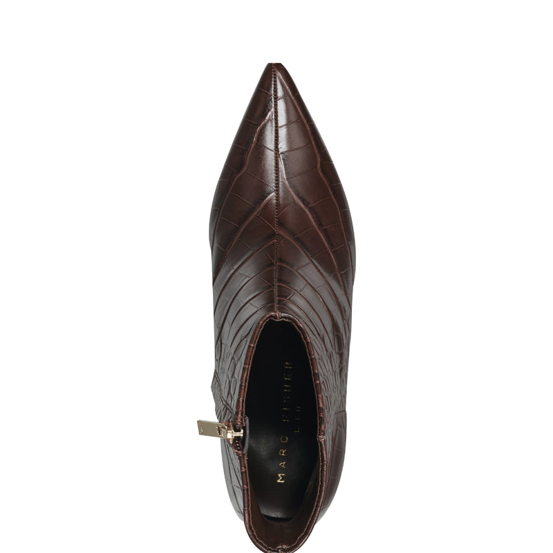 dark brown dress booties Octavian Buckle Boot med brown painted calf, dark brown painted calf