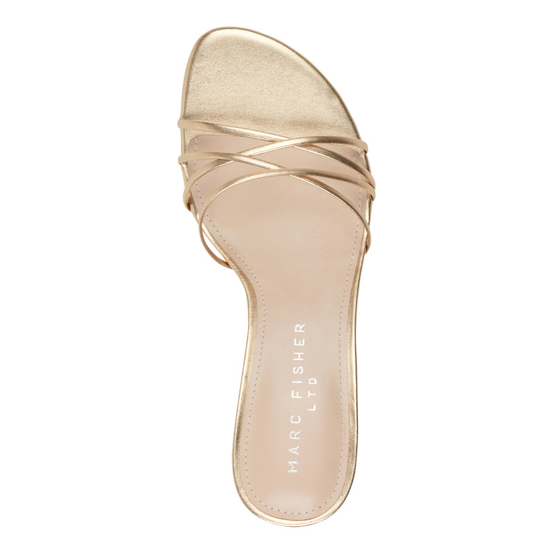 Women's Gineva Leather Ankle Wrap Sandal - Gold Leather | Marc Fisher Footwear Women's Gineva Leather Ankle Wrap Sandal - Gold Leather | Marc Fisher Footwear