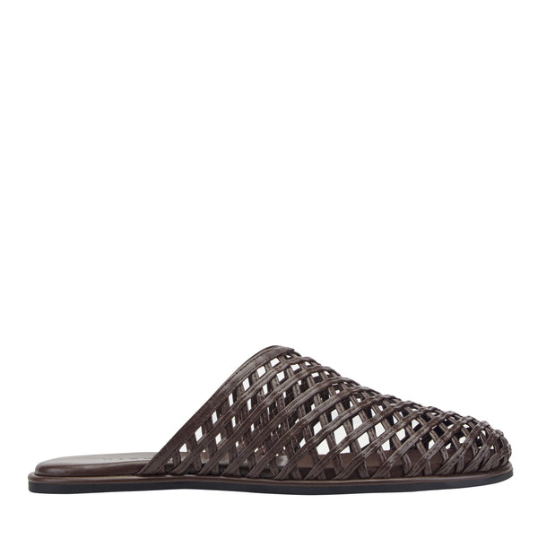Women's Lynzi Woven Leather Mule - Dark Brown Leather | Marc