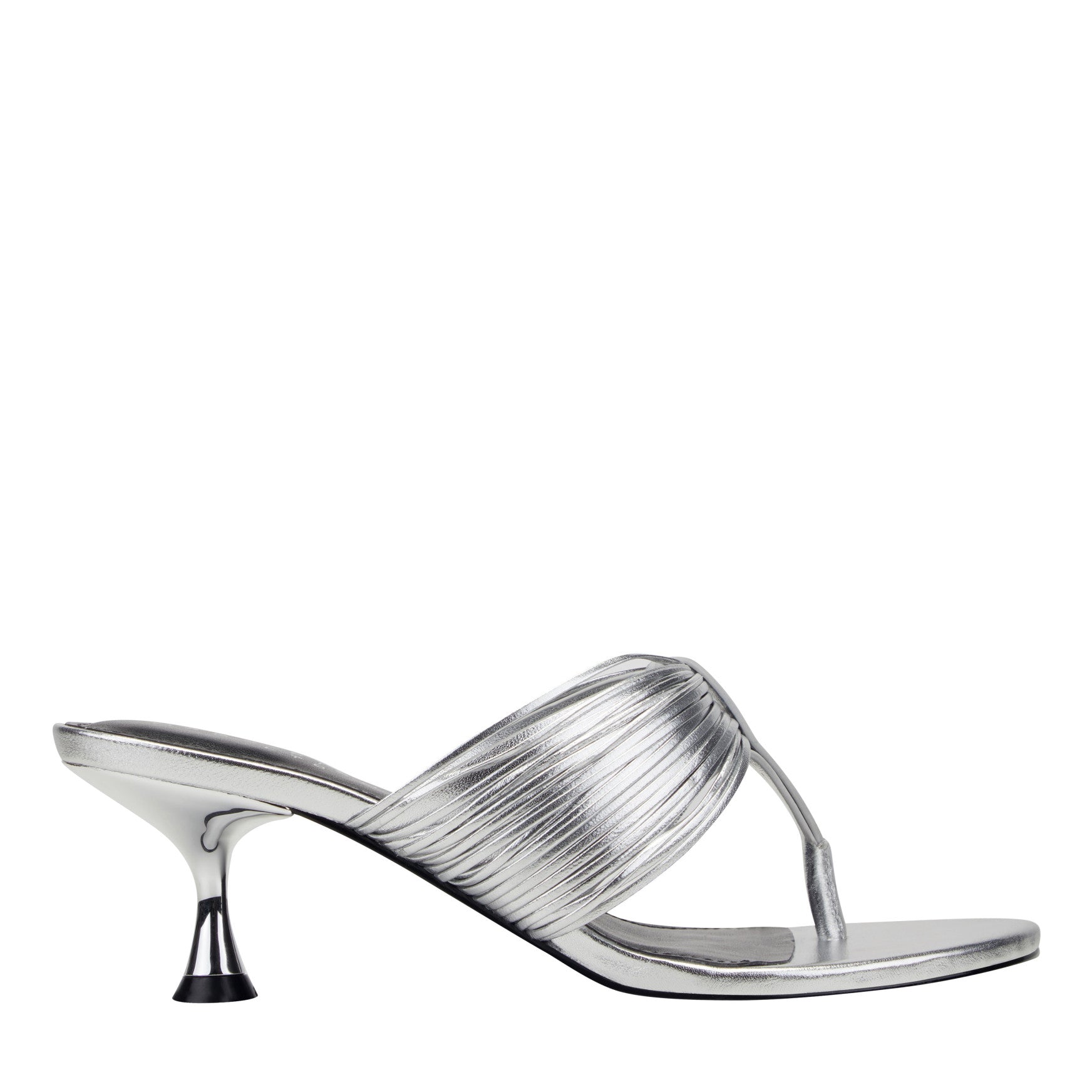 Women's Pamilla Leather Heeled Thong Sandal - Silver Leather | Marc ...