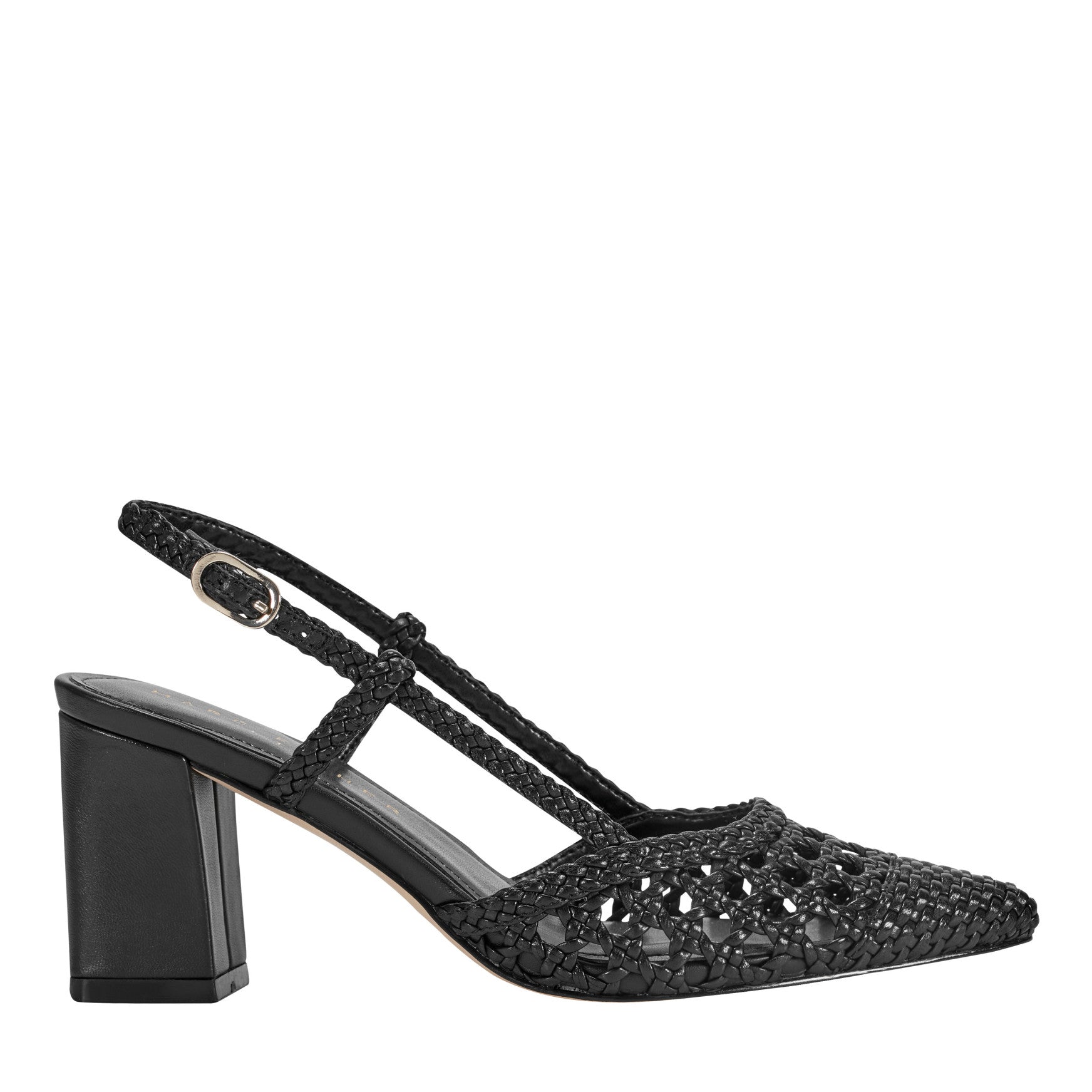 Zunnie Block Heel Woven Leather Slingback Pump