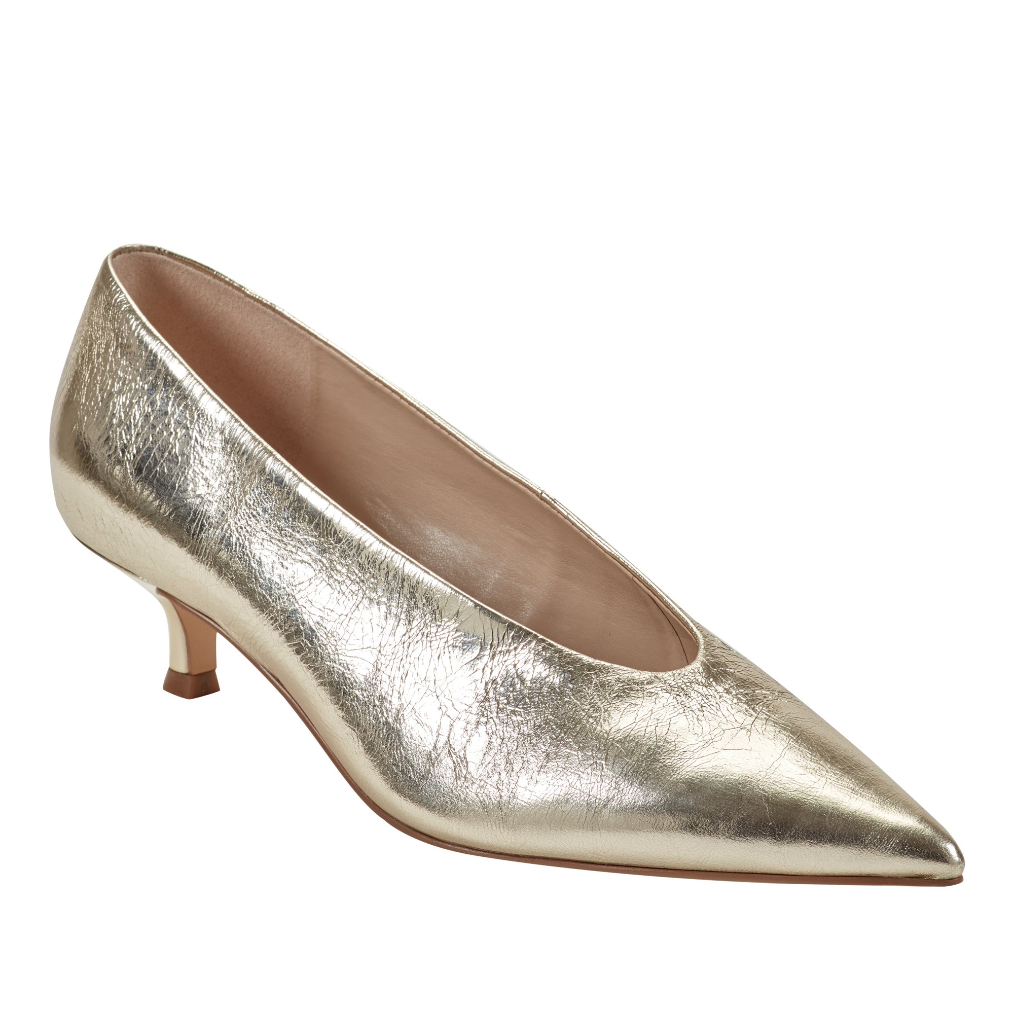 Women's Cecile Leather Kitten Heel Pump - Gold Leather | Marc Fisher Footwear Women's Cecile Leather Kitten Heel Pump - Gold Leather | Marc Fisher Footwear