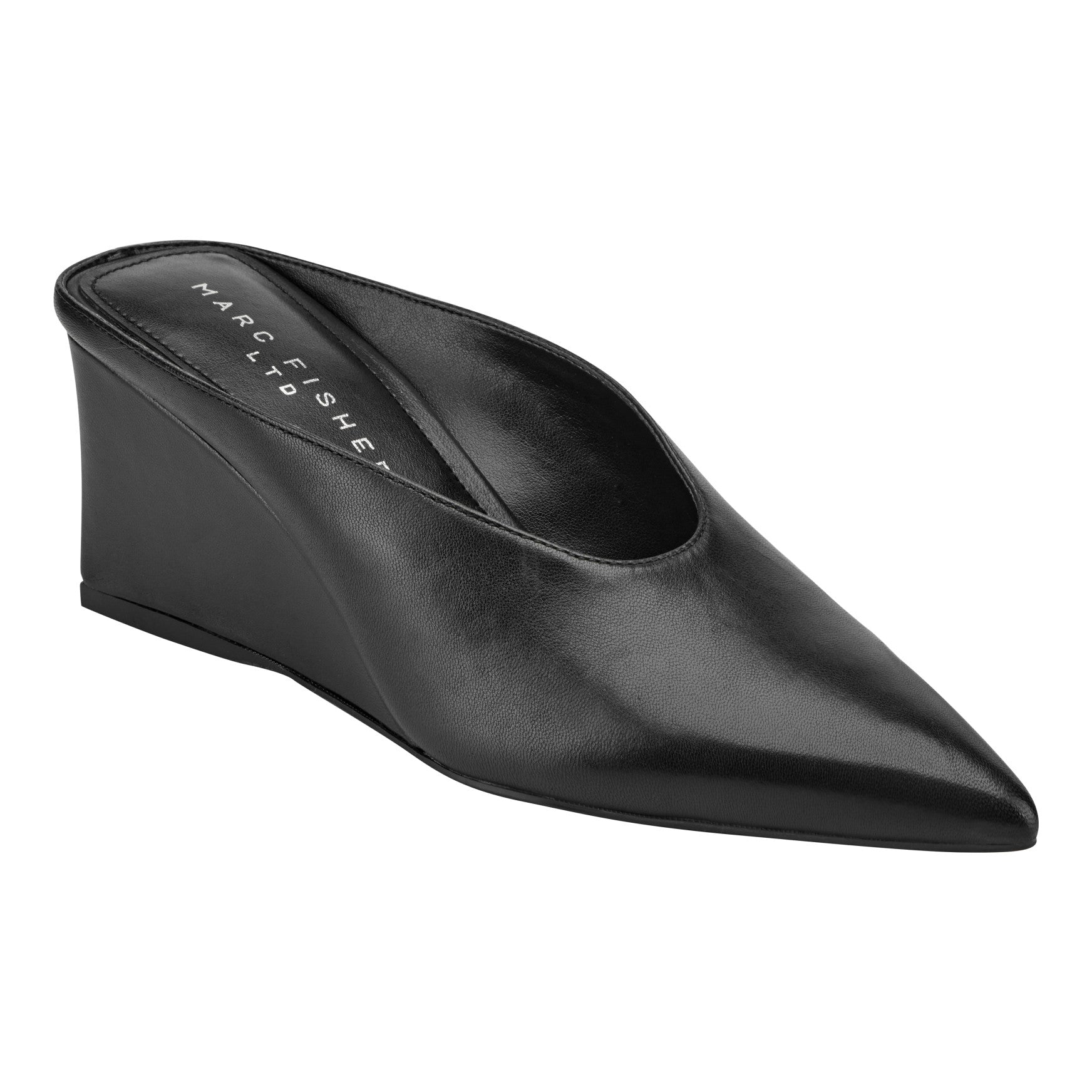 Marc Fisher Women's Malley Pointed Toe Wedge Mules - Black Marc Fisher Women's Malley Pointed Toe Wedge Mules - Black