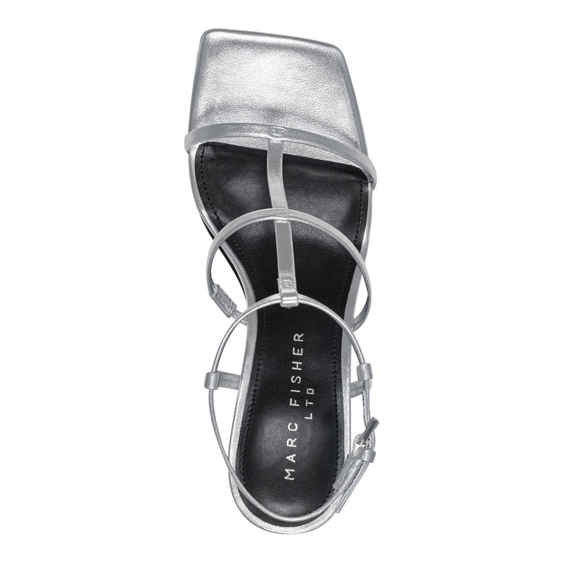 Women's Dennie Strappy Leather Dress Sandal - Silver Leather | Marc Fisher Footwear Women's Dennie Strappy Leather Dress Sandal - Silver Leather | Marc Fisher Footwear