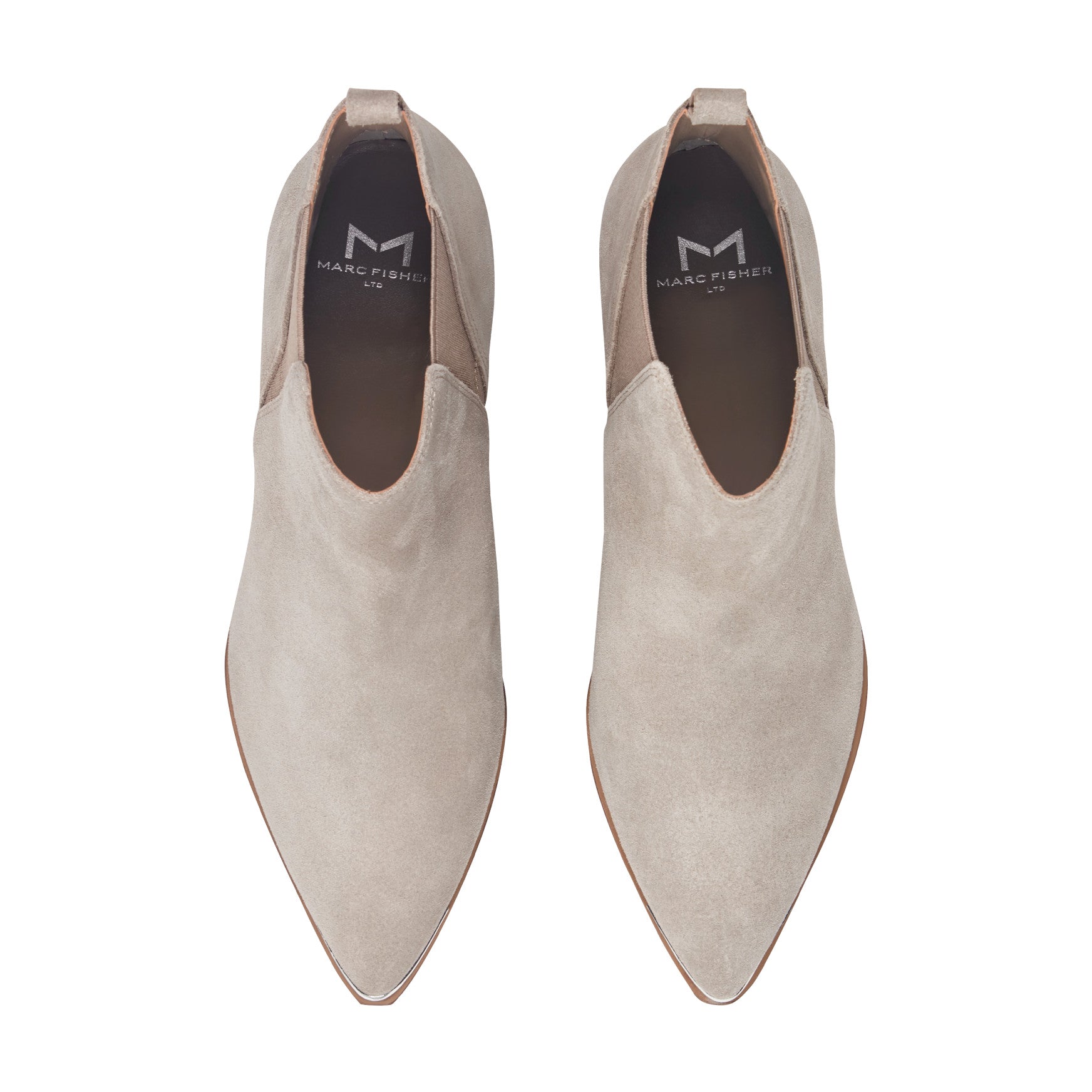 Women's Yale Pointy Toe Chelsea Leather Bootie - Taupe Suede