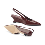 Taten Leather Wedge Slingback Pump