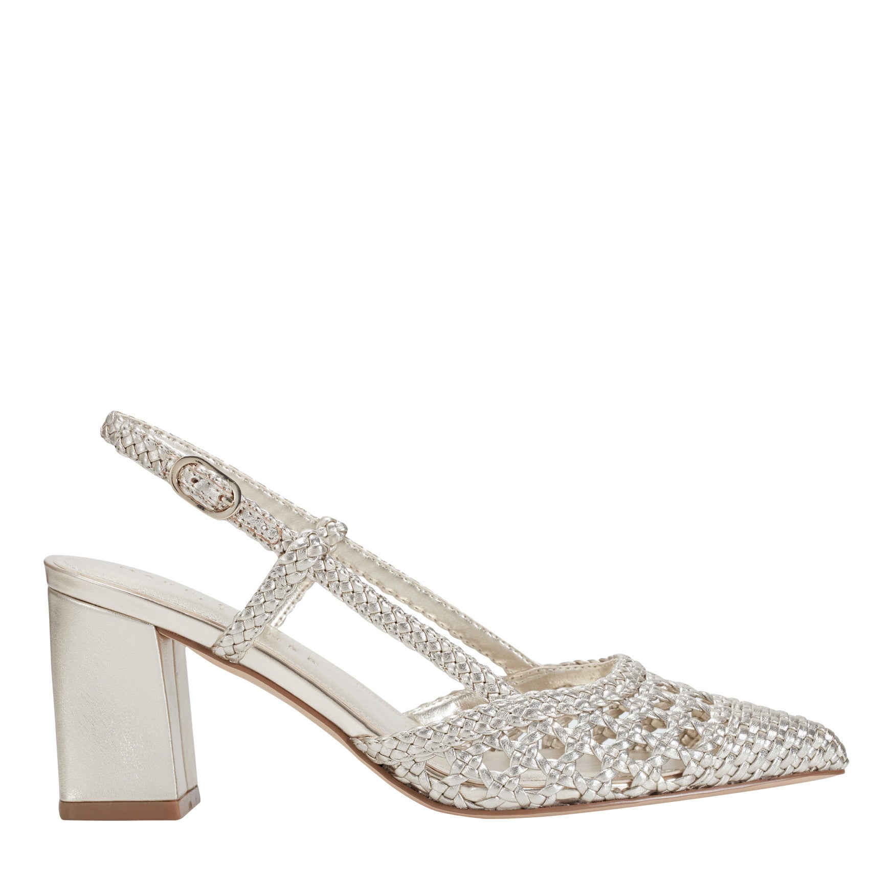 Zunnie Block Heel Woven Leather Slingback Pump