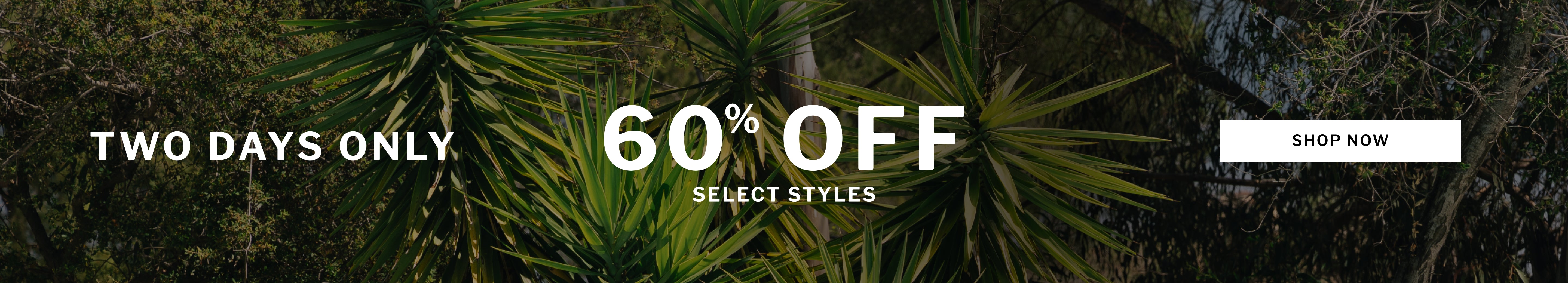 Promotional banner featuring 60% off select styles
