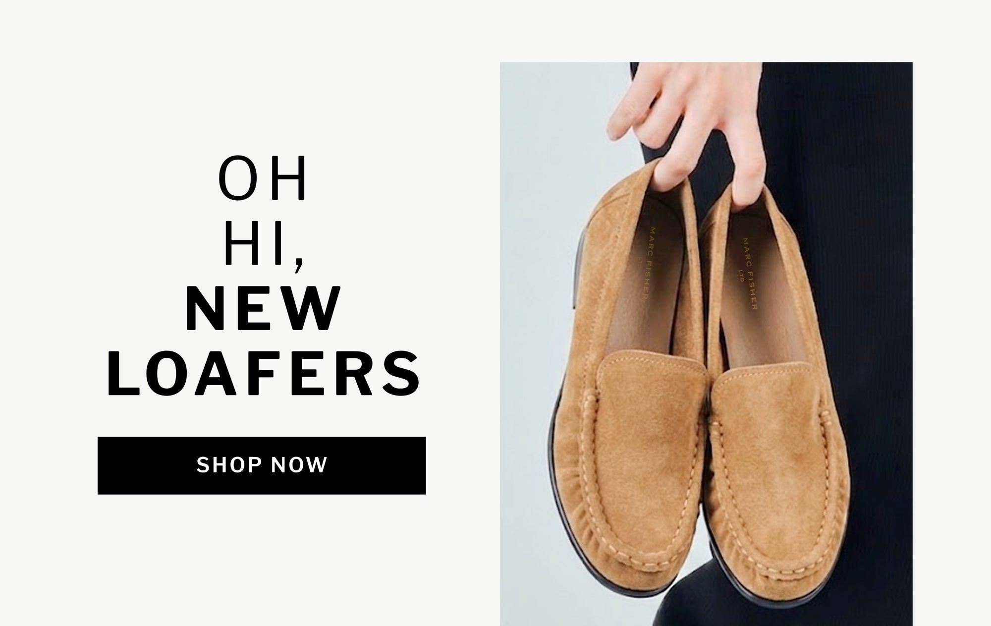 Editorial banner featuring loafers