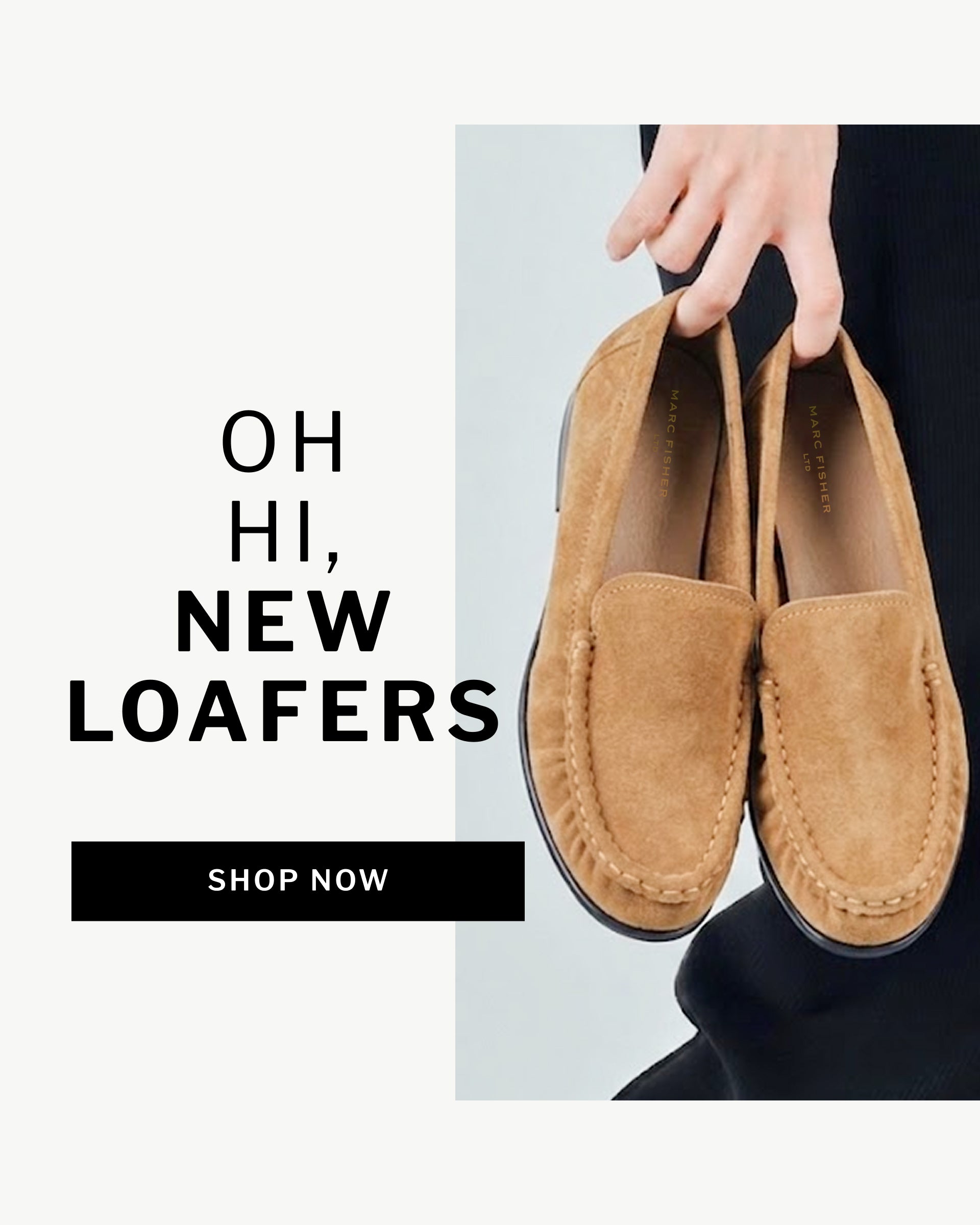 Editorial banner featuring loafers
