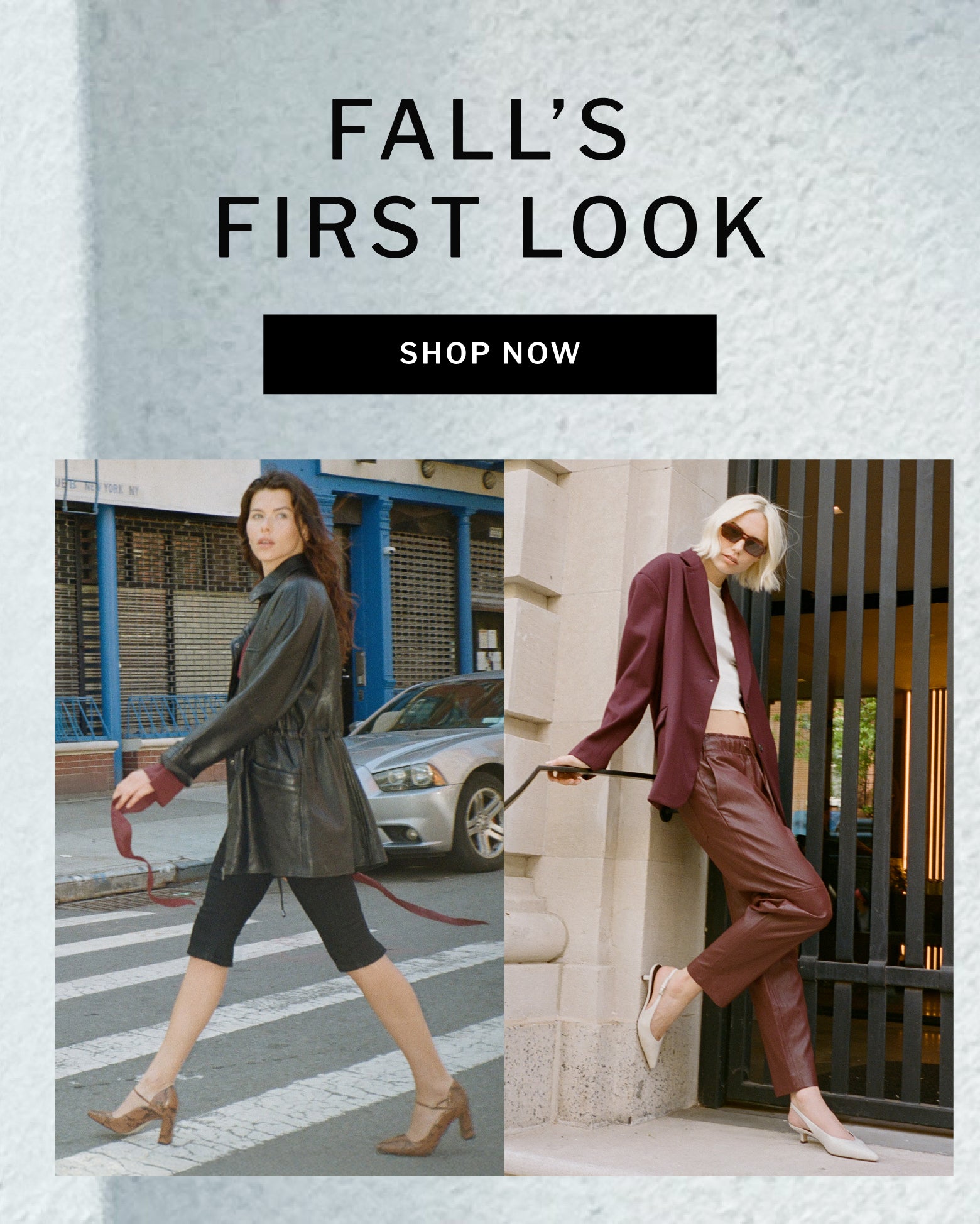 Editorial banner featuring models wearing new arrival styles