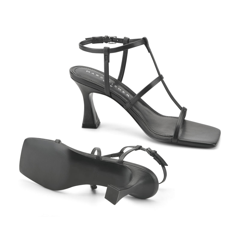 Women's Dennie Strappy Leather Dress Sandal - Black Leather | Marc Fisher Footwear Women's Dennie Strappy Leather Dress Sandal - Black Leather | Marc Fisher Footwear