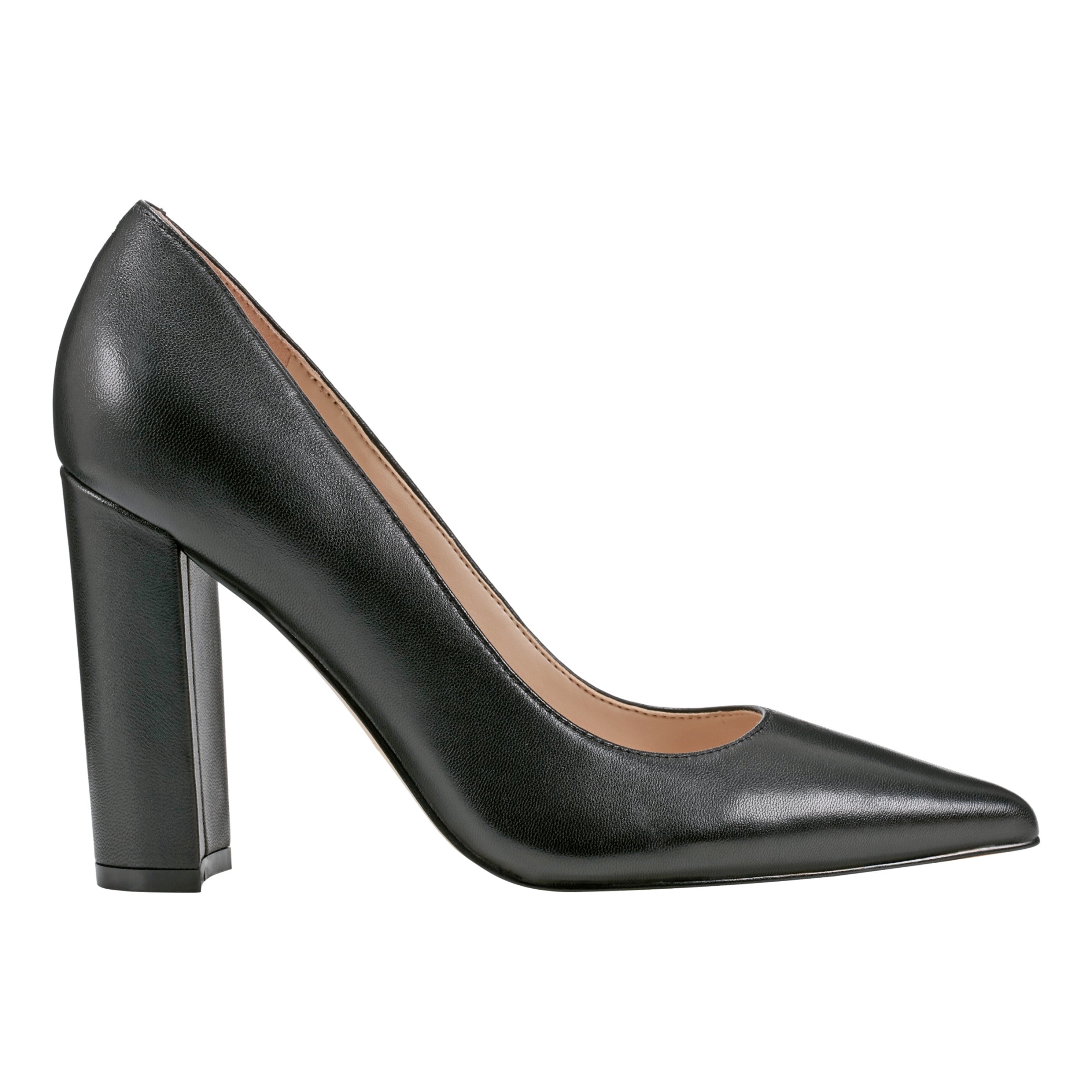 Abilene Leather Block Heel Pointy Toe Pump