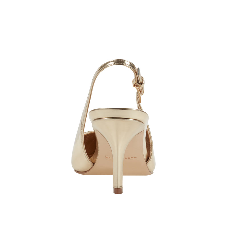 gold slingback dress shoes Women's Have It All Light Mocha Patent Pointed Toe Slingback Heels | Size: 6