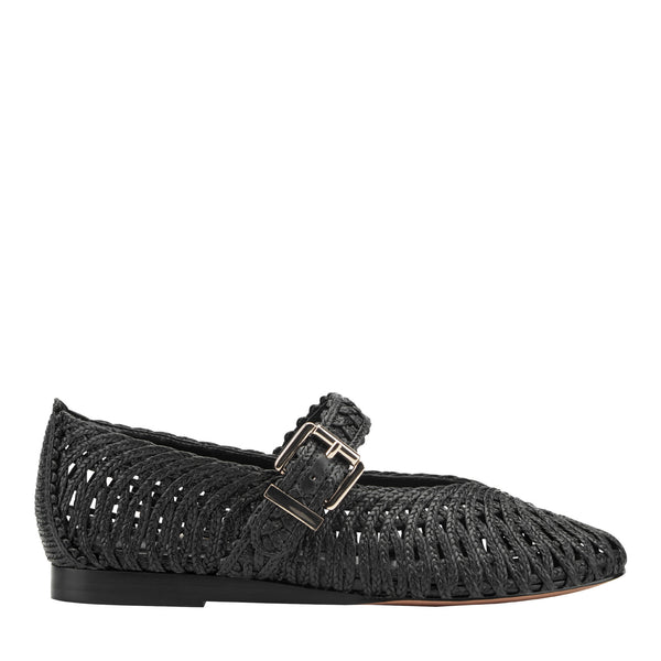 Women's Emillia Woven Mary Jane Ballet Flat - Black | Marc Fisher