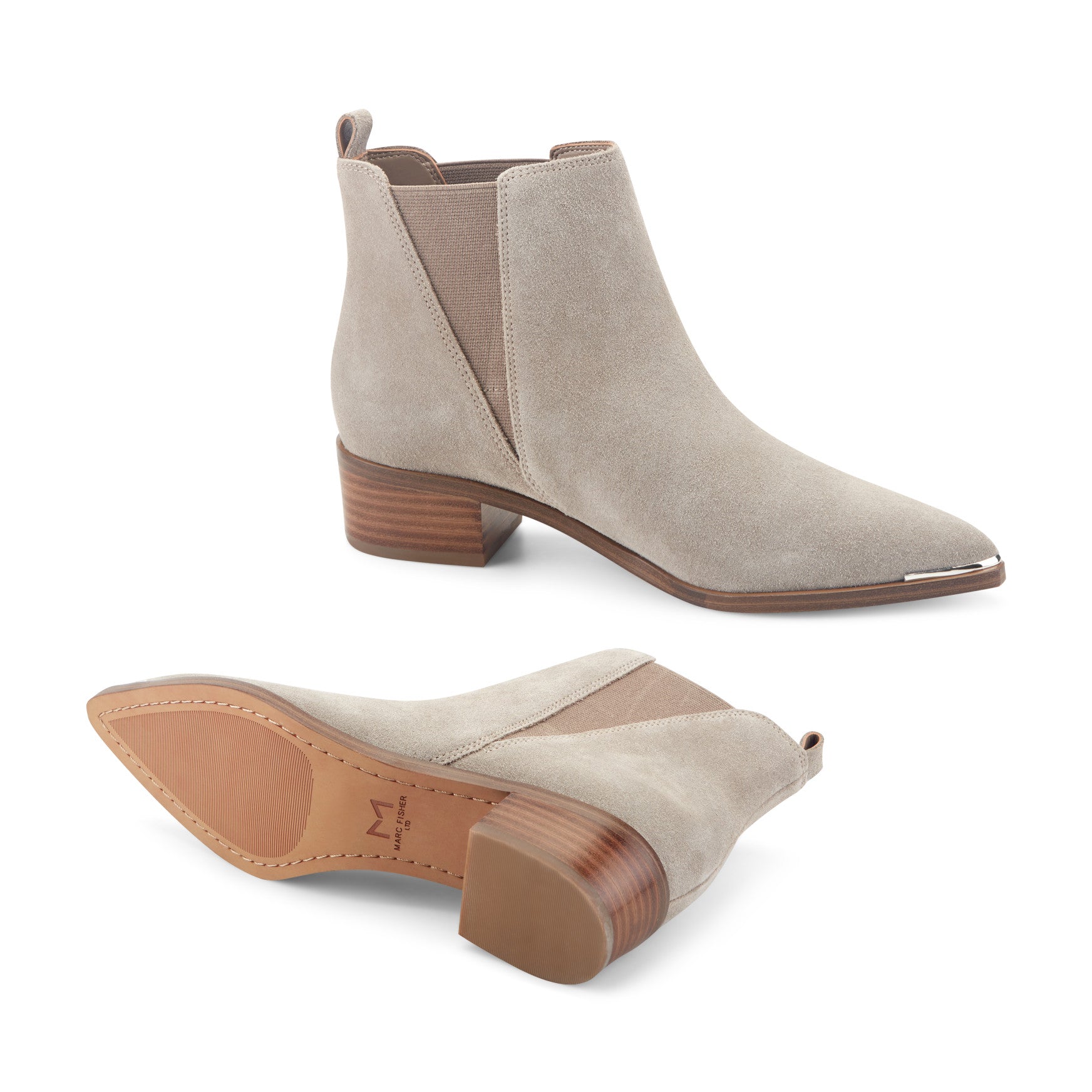 Women's Yale Pointy Toe Chelsea Leather Bootie - Taupe Suede