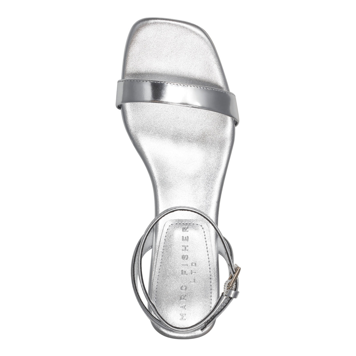 Women's Alona Ankle Strap Sandal - Silver Leather | Marc Fisher Footwear