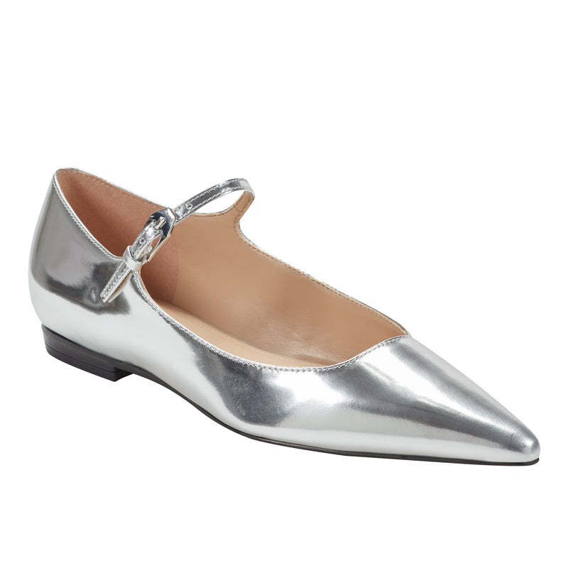 silver flat dress shoes Leather Wedding Flats Handmade Bridal & A durable synthetic outsole ensures lasting wear and reliable traction Marc Fisher LTD - Women's