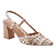 Zunnie Block Heel Woven Leather Slingback Pump
