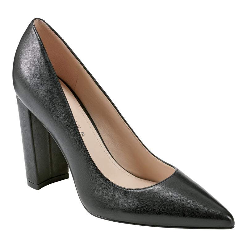 Abilene Leather Block Heel Pointy Toe Pump