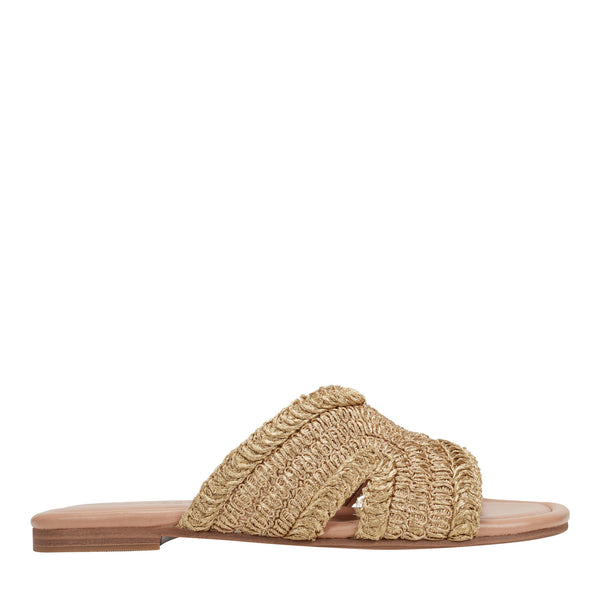 Women's Narda Flat Sandal - Gold Raffia | Marc Fisher Footwear