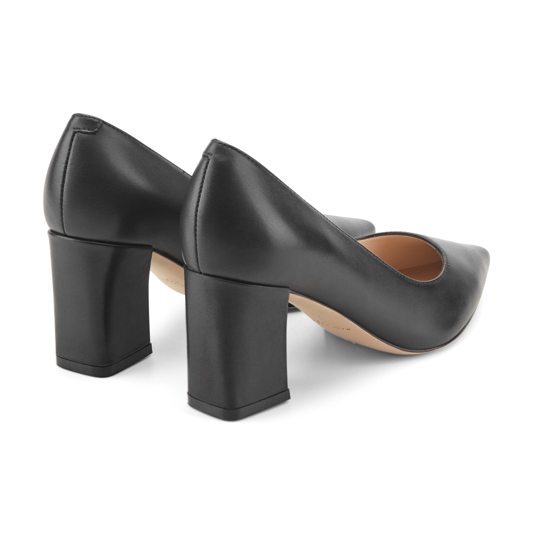 Women's Zala Block Heel Pointy Toe Pump - Black Leather | Marc