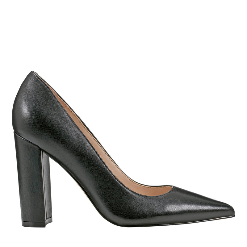 Abilene Leather Block Heel Pointy Toe Pump