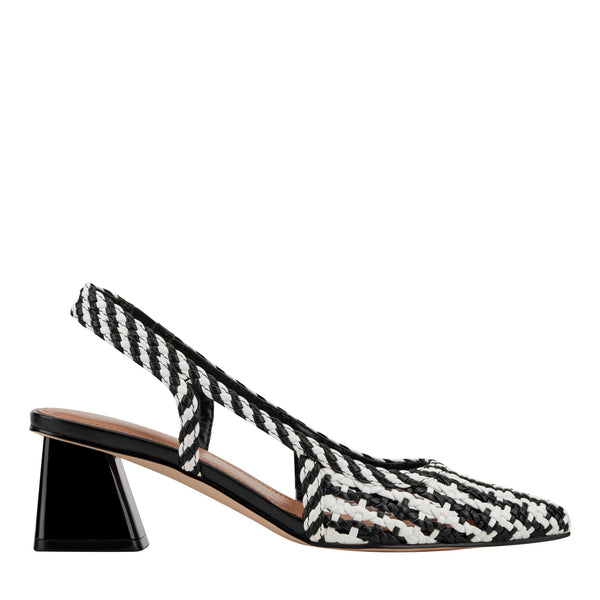 Women's Latiya Woven Slingback Pump - Black/White | Marc Fisher